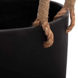 Tryll Fb94690m fiber cement planter in black with rope Φ31x31hcm.