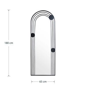 Самостоящо огледало Derway за стена черно Mdf стъкло метал 65x2x180cm