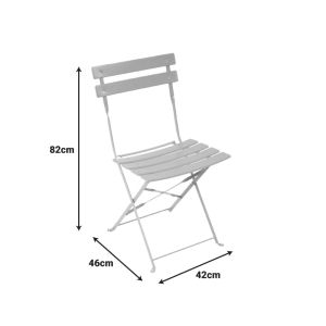 Folding metal bistro chair in white color 42x46x82cm
