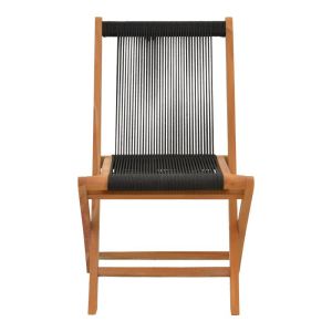 Сгъваем стол Banou, тиково дърво и въже в черен цвят 52.5x56x89см