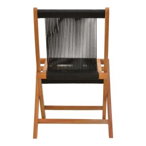 Сгъваем стол Banou, тиково дърво и въже в черен цвят 52.5x56x89см