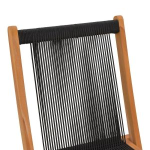 Сгъваем стол Banou, тиково дърво и въже в черен цвят 52.5x56x89см