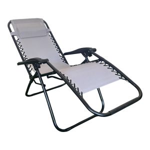 FOLDING CHAIR MIRKA MADE OF TEXTILE-METAL, IN ANTHRACITE-BLACK COLOR, DIMENSIONS 65X165X110 CM