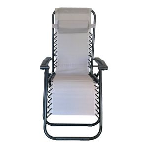 FOLDING CHAIR MIRKA MADE OF TEXTILE-METAL, IN ANTHRACITE-BLACK COLOR, DIMENSIONS 65X165X110 CM