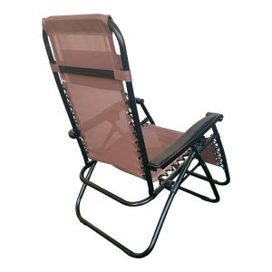 FOLDING CHAIR MIRKA MADE OF TEXTILE-METAL, IN BROWN-BLACK COLOR, DIMENSIONS 65X165X110 CM