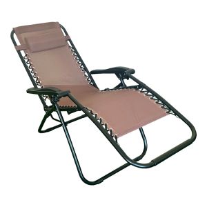 FOLDING CHAIR MIRKA MADE OF TEXTILE-METAL, IN BROWN-BLACK COLOR, DIMENSIONS 65X165X110 CM