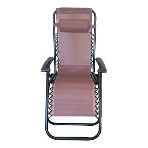 FOLDING CHAIR MIRKA MADE OF TEXTILE-METAL, IN BROWN-BLACK COLOR, DIMENSIONS 65X165X110 CM