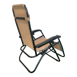 FOLDING CHAIR MIRKA MADE OF TEXTILE-METAL, IN CREAM-BLACK COLOR, DIMENSIONS 65X165X110 CM