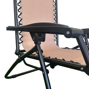 FOLDING CHAIR MIRKA MADE OF TEXTILE-METAL, IN CREAM-BLACK COLOR, DIMENSIONS 65X165X110 CM