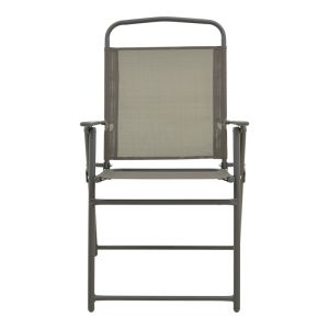 FOLDING CHAIR VELA ANTHRACITE METAL-TEXTILE IN CHAMPAGNE COLOR 53X58X90CM