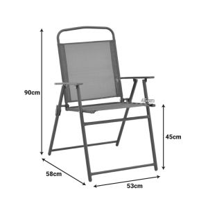 FOLDING CHAIR VELA ANTHRACITE METAL-TEXTILE IN CHAMPAGNE COLOR 53X58X90CM