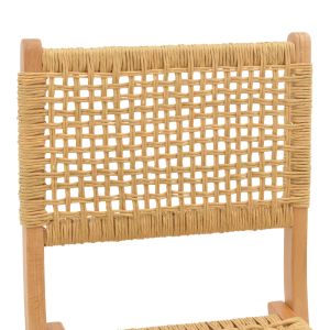 Сгъваем стол Xianju, бук и въже в натурален оттенък 47x58x85cm