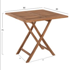 Сгъваема градинска маса Kendall Hm9544 от масивно тиково дърво 80x80x75hcm