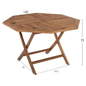 Сгъваема градинска трапезна маса Kendall Hm9545 от масивно тиково дърво 120x120x75hcm