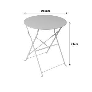 Folding metal bistro table in mint color, D60x71 cm