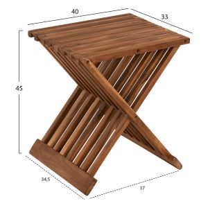 Folding coffee/side table T-cross made of solid teak wood 40x33x45hcm Hm7896