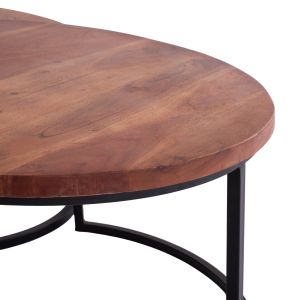 Set of 3, tables Obi Hm9255 acacia solid wood, black metal legs 78x47