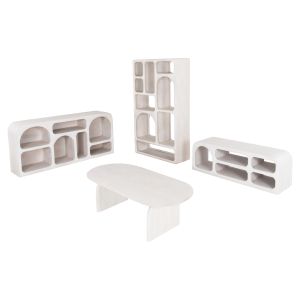 Living room set Santorini Handyr 4 pieces solid mango wood in white Hm11947
