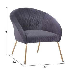 Sofa and armchair set Joyte Hm11253,01 gray velvet gold legs