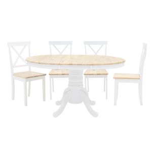 Hug extendable dining table set with 4 chairs