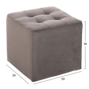 Сива плюшена табуретка-ракла Punk Hm264,11 39χ39χ36hcm