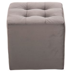 Сива плюшена табуретка-ракла Punk Hm264,11 39χ39χ36hcm