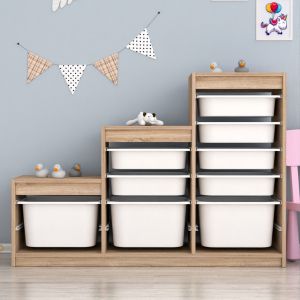 Skid Sani melamine in color Sonama-white P,e, drawers 132.3x29.6x93hcm Hm18206