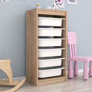 Skid Sani melamine in color Sonama-white P,e, drawers 45,5x29,6x91,8hcm Hm18199