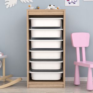 Skid Sani melamine in color Sonama-white P,e, drawers 45,5x29,6x91,8hcm Hm18199