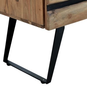 Imena chest of drawers made of solid acacia wood in a natural shade with black metal legs 80x38x86.5 cm