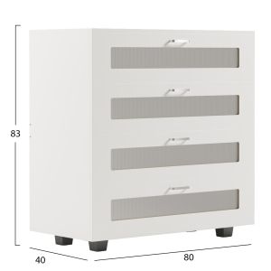 Chest of drawers Thorgan, melamine, white, 4 drawers 80χ40χ83hcm Hm9880,03