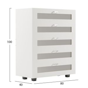 Chest of drawers Thorgan, melamine, white, 5 drawers 80χ40χ100hcm Hm9881,03