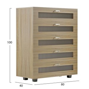 Chest of drawers Thorgan, melamine, sonoma, 5 drawers 80χ40χ100hcm Hm9881,01