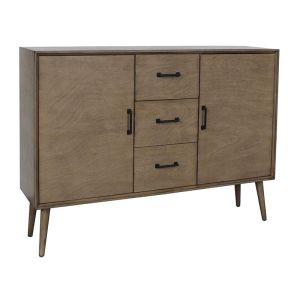 Скрин с 2 рафта и 3 чекмеджета Retro в сиво-бежов цвят Mdf/бор масив- 113x30x82cm