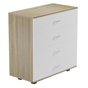 Chest of drawers with 4 drawers Hm8996,04 melamine in Sonama-white 80x40x83hcm