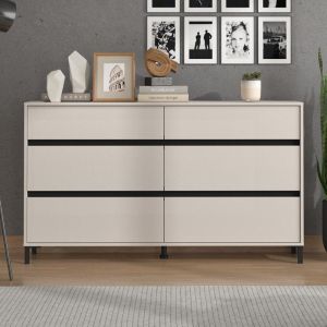 Скрин с чекмедже Marron 157 6f кашмир/черен матов цвят 157x40x90см