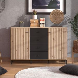 Скринове-бюфети Avignon 138 3k4f2v дъб-черен цвят 139x40x90см
