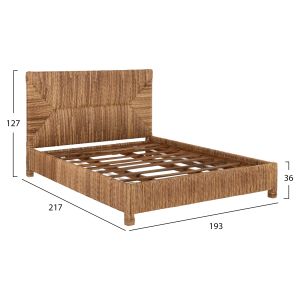 Спалня Thaw Hm672 с рамка от тиково дърво - плетиво от бананов лист 180x200cm