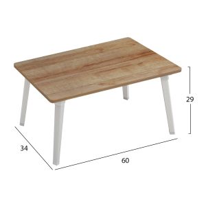 Britta side table/bedside table, foldable white metal legs - natural melamine 60x34x29hcm, 12, Hm8965