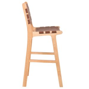 Средно висок бар стол мангово дърво, кафява кожа Felipe Medium Height Hm9329,01 45x47x94hcm