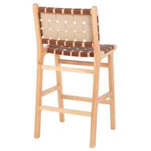 Средно висок бар стол мангово дърво, кафява кожа Felipe Medium Height Hm9329,01 45x47x94hcm