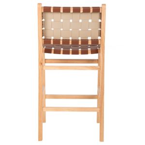 Средно висок бар стол мангово дърво, кафява кожа Felipe Medium Height Hm9329,01 45x47x94hcm