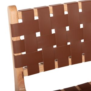 Средно висок бар стол мангово дърво, кафява кожа Felipe Medium Height Hm9329,01 45x47x94hcm
