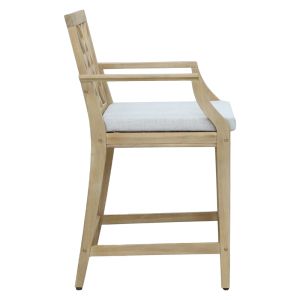 Средновисок бар стол Amalfi Chair акация масив бежов текстил 59x63,5x104,9cm