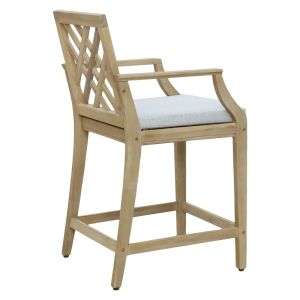 Средновисок бар стол Amalfi Chair акация масив бежов текстил 59x63,5x104,9cm