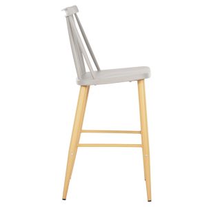 Средновисок бар стол Vanessa сив полипропилен дървени крака Hm9300,10 45x48x96hcm