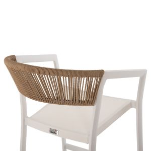 Средновисок бар стол Алуминий-pe ратан-текстилен 57x57x99,5hcм Hm5892,32