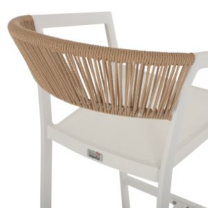 Средновисок бар стол алуминий-текстилен- PE ратан 56x58x105Hсм HM5892.22