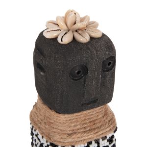 Статуетка за маса Sumba от черен камък парас, мъниста и морска трева, 7x7x17cm Hm4311