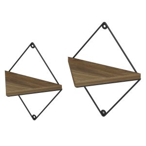Wall shelves 2-piece set Everleigh, black metal-melamine in natural color 22x13x30cm (hm8951,11)